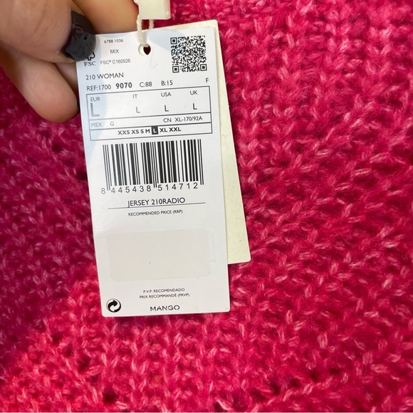 NWT Mango Contrasting‎ Knit Sweater Pink Large - Picture 10 of 14